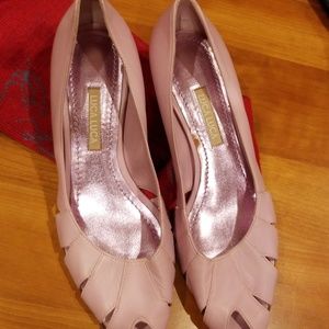 LucaLuca mauve open to kitten heel shoes.